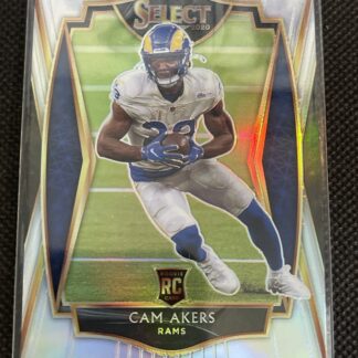 2020-21 SELECT FOOTBALL PREMIER LEVEL ROOKIE SILVER PRIZM CAM AKERS LA RAMS RC