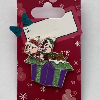 Chip N Dale Purple & Green Present Snow Beanies Snow Disney Pin (B)