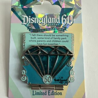 DLR Walt Disney Navy Diamond 60th Anniversary Countdown Walt Quote Pin B