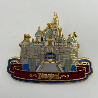Disneyland Pin Sleeping Beauty Castle Sliding Slider Gate Flocked 2002 G6