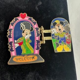 LE 100 Disney Pin Mickey & Minnie Halloween Door Frankenstein Bride Bats (B)