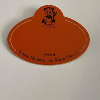 Little Monster On Main Street Orange Devil Name Badge Disney Pin (A1)