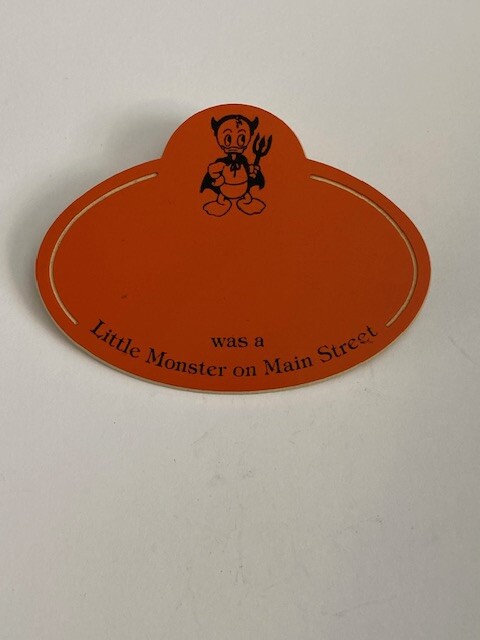 Little Monster On Main Street Orange Devil Name Badge Disney Pin (A1)