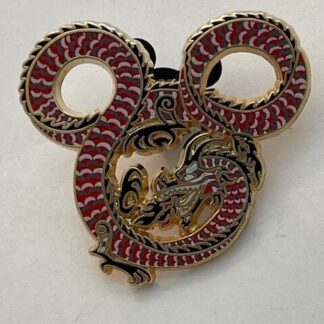 WDI Mickey Head Fire Breathing Dragon Red Black Fire Red Glitter Disney Pin (D9)