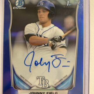 2014 BOWMAN CHROME BLUE REFRACTOR AUTO JOHNNY FIELD CUBS 10/150