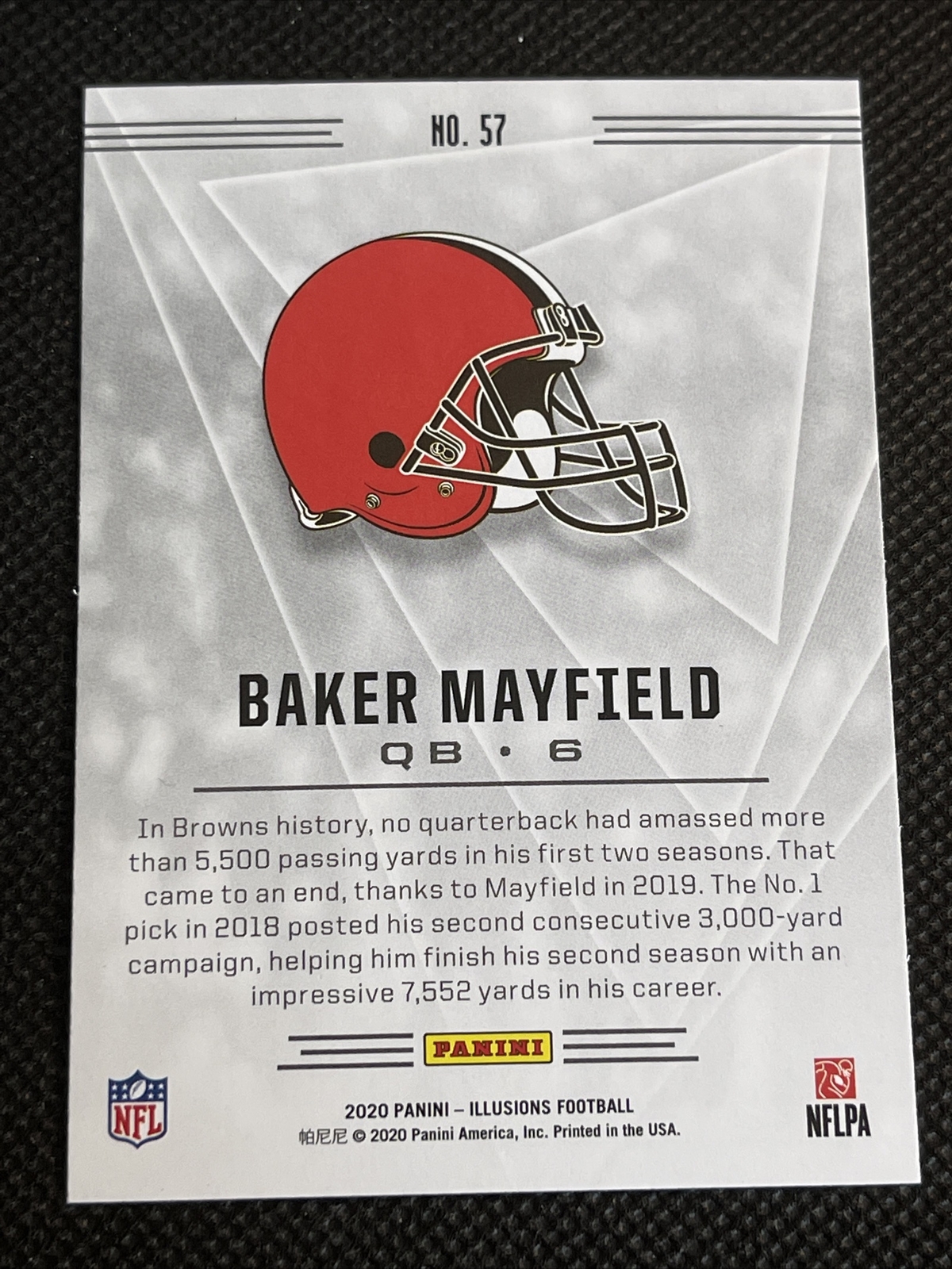 2020 Panini Illusions Football Baker Mayfield Blue Browns - Image 3