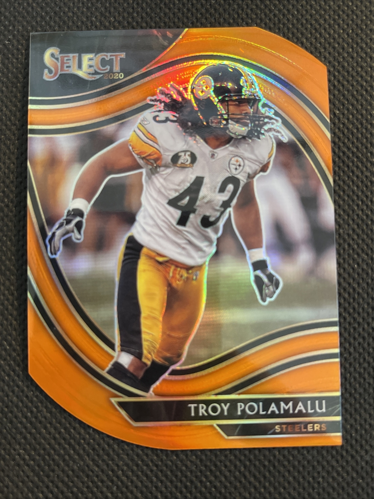 2020 Panini Select Football Troy Polamalu Field Level Die Cut Orange Prizm