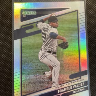 2021 Donruss Framber Valdez Season Stat Line Parallel Silver Holo #/112 Astro