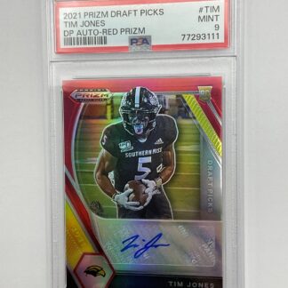 2021 Panini Prizm Draft Picks Tim Jones Auto Red  /199 #DPA-TIM PSA 9