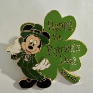DLR Happy St. Patrick’s Day 2004 Mickey & 4 Leaf Clover 3D Disney Pin (F0)