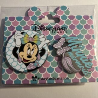 Disney Disneyland Paris 2 Pin Set - Minnie and Logo - Minnie Mouse Mermaid (B)