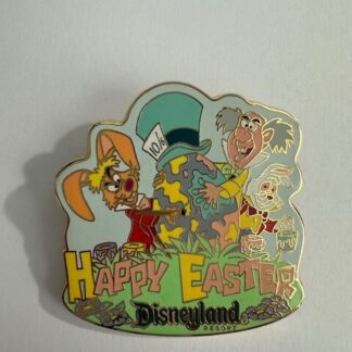 Happy Easter Mad Hatter March Hare White Rabbit Alice Wonderland Disney Pin (E2)
