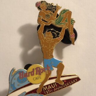 Hard Rock Cafe Maui 2002 12th Anniversary Surfer With Girl Pin (B6)