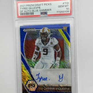 PSA 10 - 2021 Panini Prizm Draft Picks Blue Shimmer Auto Tyree Gillespie 03/13