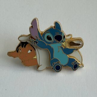 Stitch and Lilo - Laying on Pillow with Coffee Bottle 2004 Disney Pin E2