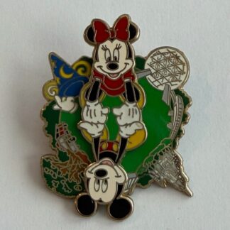WDW - Mickey and Minnie - 4 Park Spinner 2002 Holdihg Hands Disney Pin H5