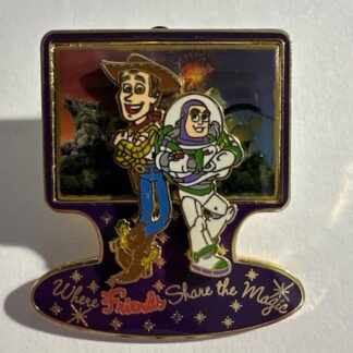DLR Buzz and Woody Toy Story Where Friends Share the Magic 2003 Disney Pin F6