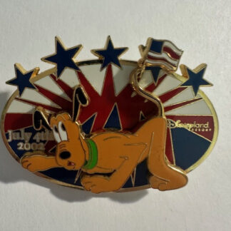 DLR Pluto July 4th 2002 Stars Red White Blue Disney Pin (A4)