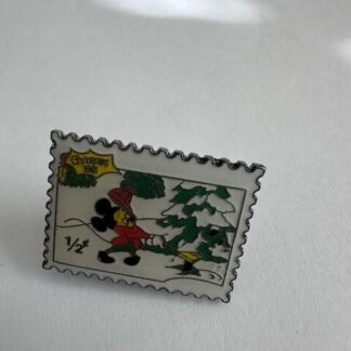 Disney Country of Redonda Mickey Mouse Cutting Christmas Tree 1980 Stamp Pin (D1