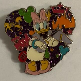 HKDL Hong Kong Magical Parks Daisy Duck Mickey Icon Glitter Disney Pin (B0)