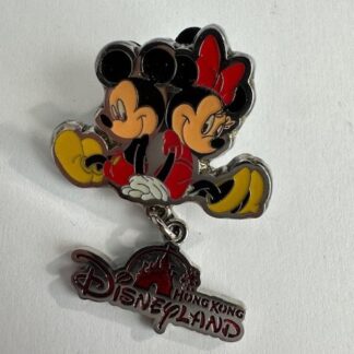 HKDL - Mickey and Minnie - Logo Dangle Hong Kong Disney Pin E8