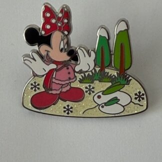 JDS Minnie Mouse and Snow Rabbits Playing in the Snow Winter 2006 Disney Pin F8