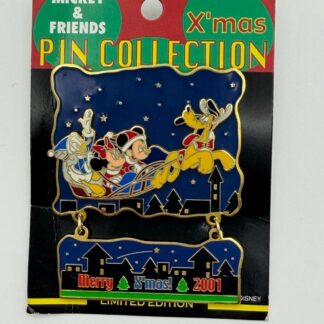 Japan Mickey Minnie Donald Pluto Merry Christmas 2001 Slider Disney Pin B