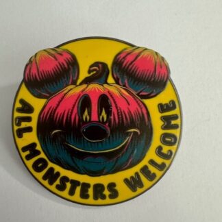 Mickey Mouse Head Jack O Lantern All Monsters Welcome Halloween Disney Pin (B3)