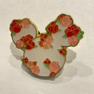 Mickey Mouse Head Loungefly Pin - Pink And Red Roses E5