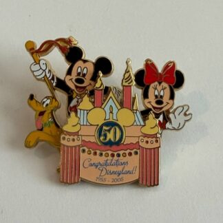 WDW congratulations Disneyland 50 yrs Mickey Minnie Pluto Disney Pin E2