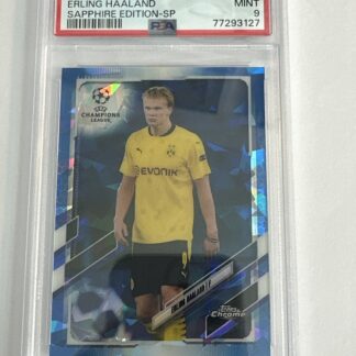 2020-21 Topps Chrome UCL Sapphire SP Short Print Erling Haaland PSA 9 Mint