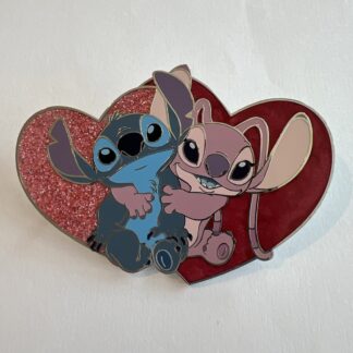 DISNEY PIN PARIS Valentine's Day STITCH & ANGEL Hearts JUMBO DISNEYLAND E8