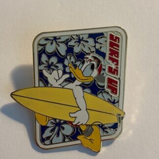 DLR Disneyland Resort Surf’s Up Donald Yellow Surfboard Disney Pin LE (B7)