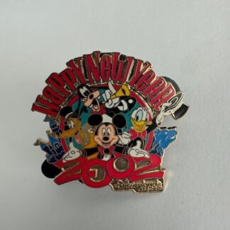 DLR - Happy New Year 2002 Fab 4 Mickey Goofy Pluto Donald Disney Pin E1