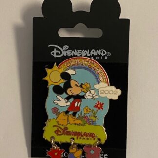 DLRP Paris Printemps Spring 2002 Mickey Dangle Flowers Disney Pin (B)