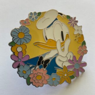 Disney Donald Duck Peace Sign Flower Frame Spring Pose Enamel Pin F4