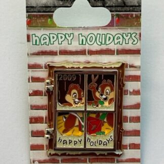 Disney Hinged Pin Chip & Dale Happy Holidays 2009 Frosted Windows LE 2000 (B)