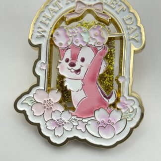 Disney Miniso Chip Chipmunk Cherry Blossom What A Sweet Day Glitter Globe Pin D5
