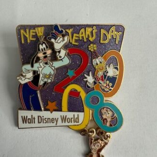 Disney Pin WDW New Year's Day 2008 Goofy Donald Chip and Dale Dangle Pin LE (E7)