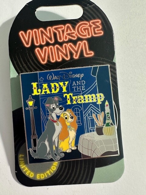 Disney Vintage Vinyl Pin Lady And The Tramp LE 3000 Slider Pin Record (B)