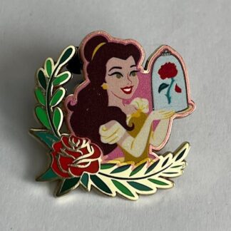 HKDL Hong Kong Princess Booster Belle Rose Beauty Beast Disney Pin (A2)