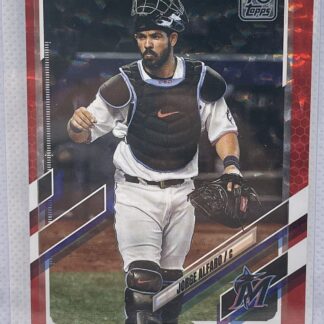 Jorge Alfaro 2021 TOPPS SERIES 1 RED FOIL PARALLEL SP /199 Miami Marlins
