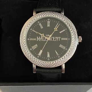 NIB Disney Maleficent Watch Adult Black Dial Silver Roman Numerals Black Band