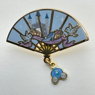 Princess Cinderella Disney Folding Fan Pin BoxLunch Pumpkin Coach Dangle G3