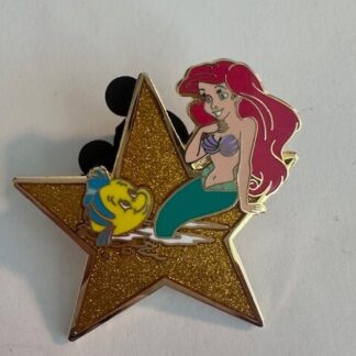 DS Disney Store Ariel Little Mermaid Flounder Gold Star Pin (D7)