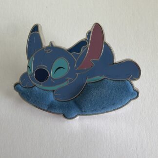 Disney Parks Stitch Sleeping Napping on Flocked Felt Pillow Pin G7