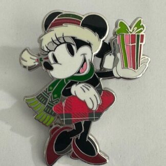Minnie Holding A Christmas Present Scarf Disney Pin (E7)