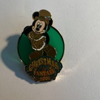 TDL Mickey Mouse Christmas Fantasy 2001 Stained Glass Green Disney Pin (A4)