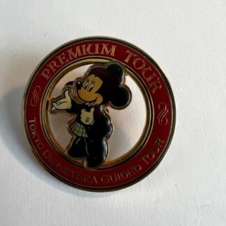 TDR Minnie Mouse Premium Guided Tour Red Round Tokyo Disney Pin (C1)