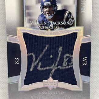 2005 UPPER DECK EXQUISITE SUPER JERSEY VINCENT JACKSON RC AUTO JERSEY 10/15 SP